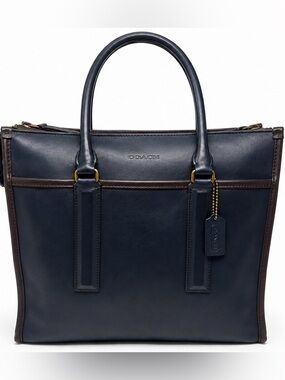 COACH Legacy Leather Large Tote 70725 Navy Brown Brass 2012